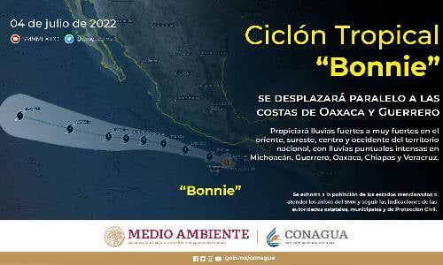 Aparece huracán "Bonnie"; el tercero de la temporada